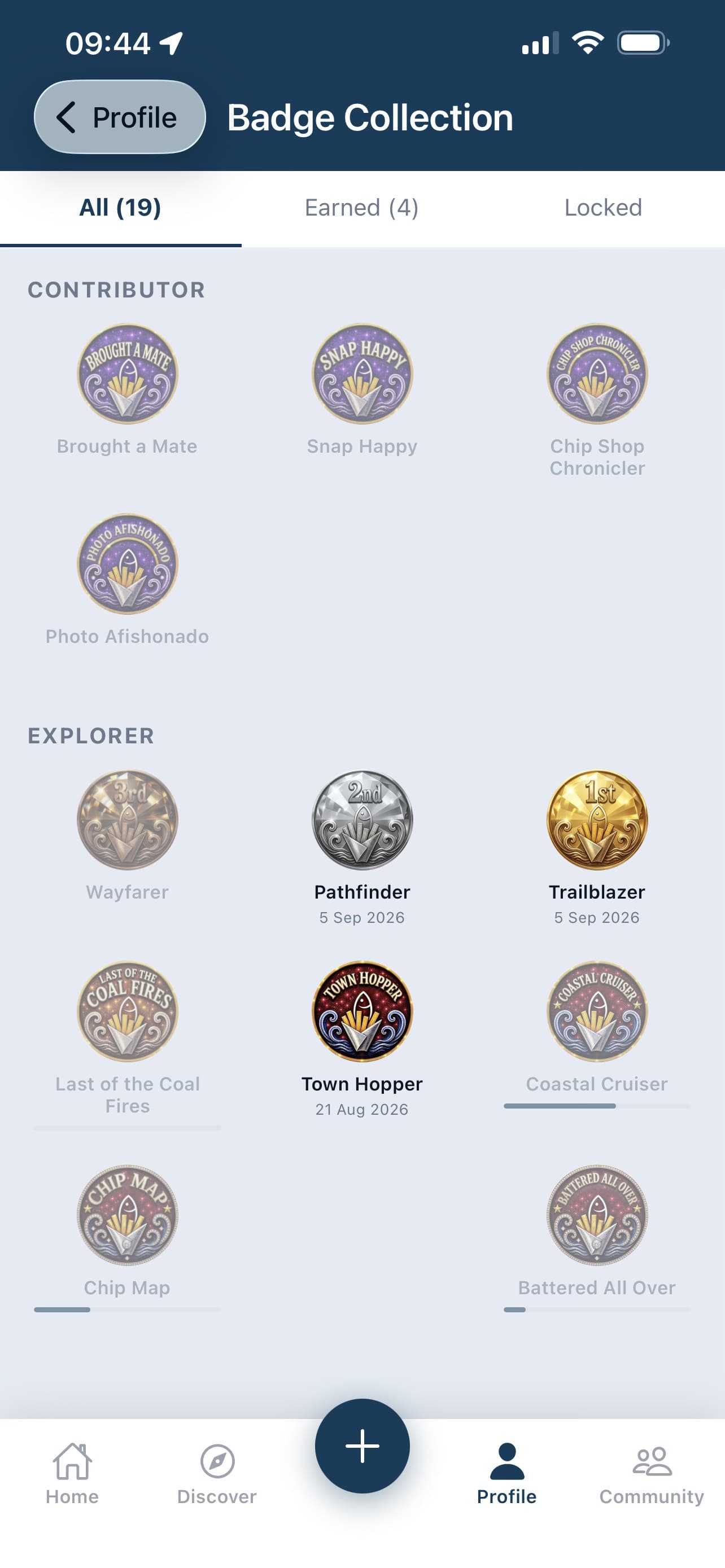 Badges: Badges for milestones, exploring, and medals for the first to check in.
